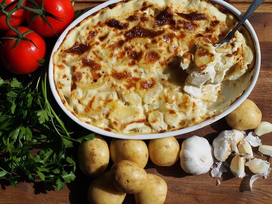 Картофельный гратен с плавленым сыром